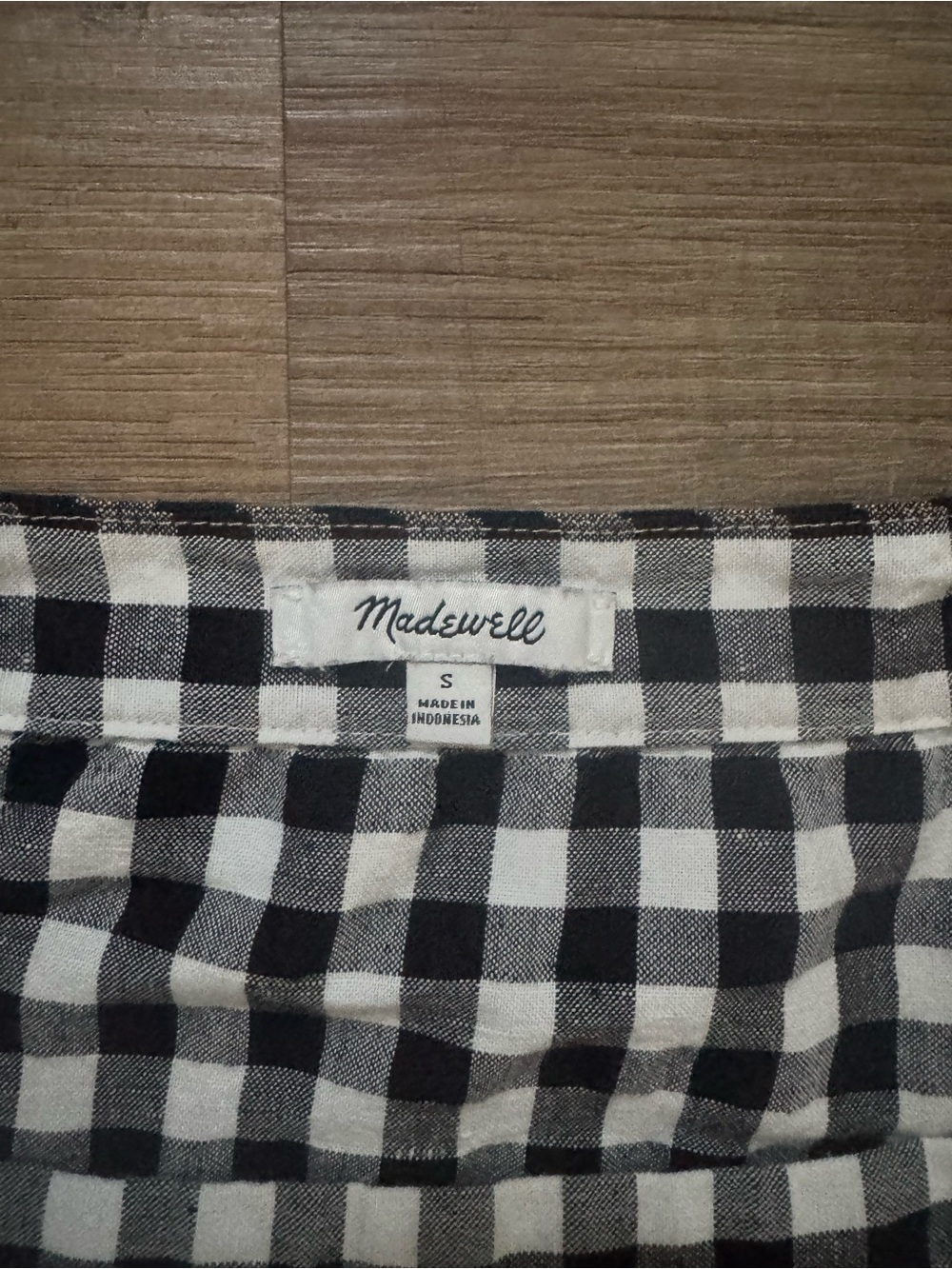 Madewell Allie Linen Blend Black & White Gingham Check Dress Sz S - Picture 7 of 7